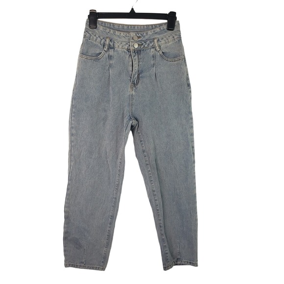 Dazy Denim - DAZY Denim Womens Medium Mom Jeans High Waist Denim Pleated‎ Light Wash Casual